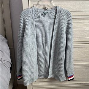 grey cardigan